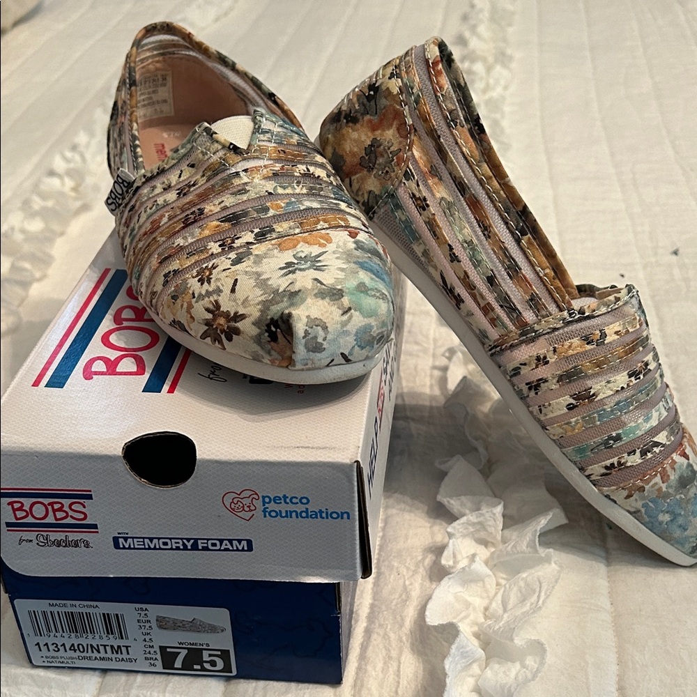 Skechers BOBS Floral Slip-On Flats